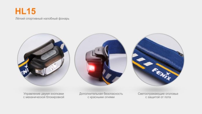 Ліхтар налобний Fenix HL15 синій