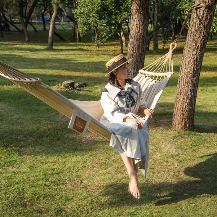Гамак одномісний без перекидання Naturehike CNK2450WS018, бавовна, бежевий