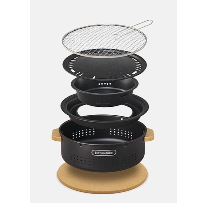 Настільна кругла піч із решіткою Naturehike CNK2550CF010, 36*32.6*12 см, хромоване залізо