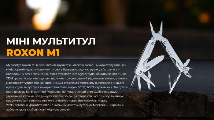 Міні мультитул Roxon M1, сірий