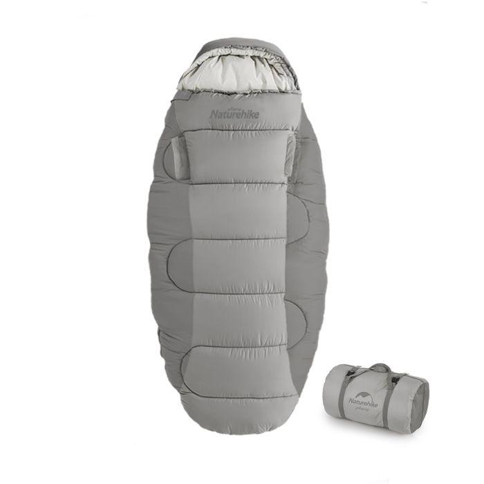 Спальний мішок овальний Naturehike PS300 NH20MSD03, правий, сірий 4 °С