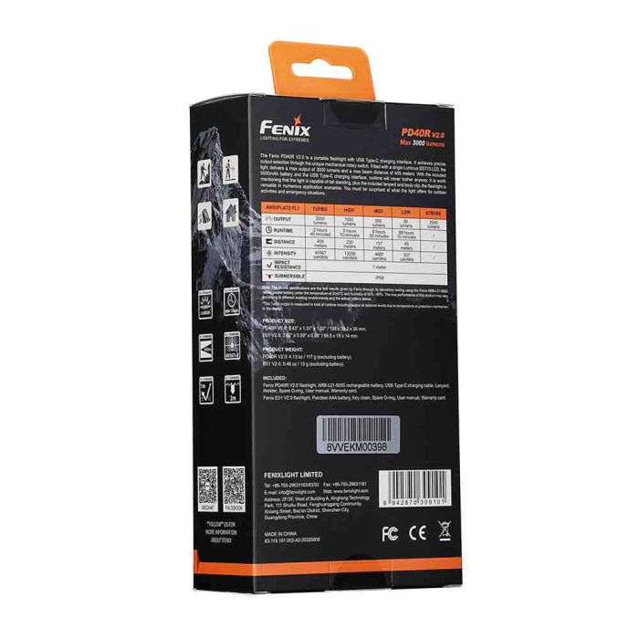 Ліхтар ручний Fenix PD40R V2.0 + подарунок Ліхтар ручний Fenix E01 V2.0