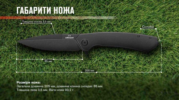 Ніж складаний Adimanti by Ganzo (Skimen design) титановий чорний