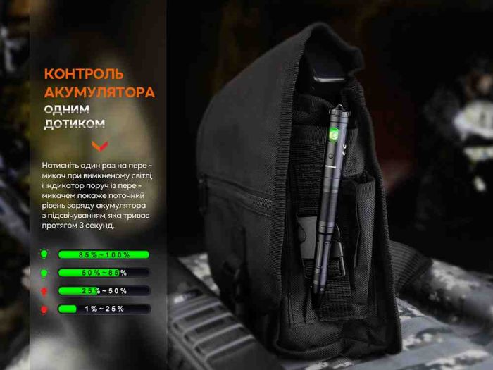 Fenix T6 тактична ручка з ліхтариком чорна