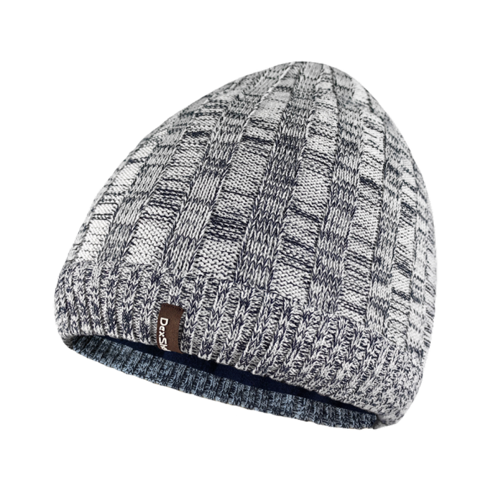 Водонепроникна шапка Dexshell Heathered Rib Knit Beanie, onesize (56-58 см), біло-сіра